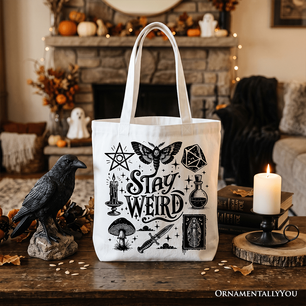 Stay Weird Witchy Vibes Tote Bag, Mystical Halloween Gift Shopper for Powerful Women
