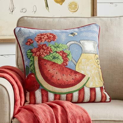 Tache Fruity Drinks Watermelon Lemonade Woven Tapestry Accent Throw Pillow Cover (13082CC)