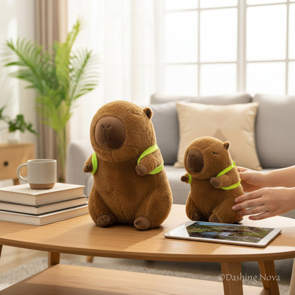 Cuddly Capybara Stuffed Animal with Playful Turtle Backpack