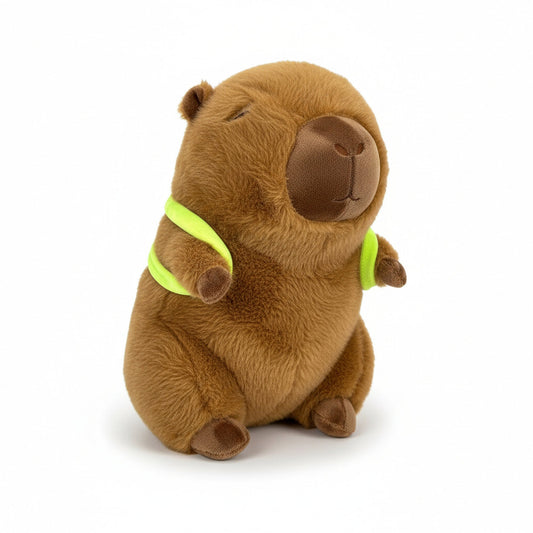 Cuddly Capybara Stuffed Animal with Playful Turtle Backpack