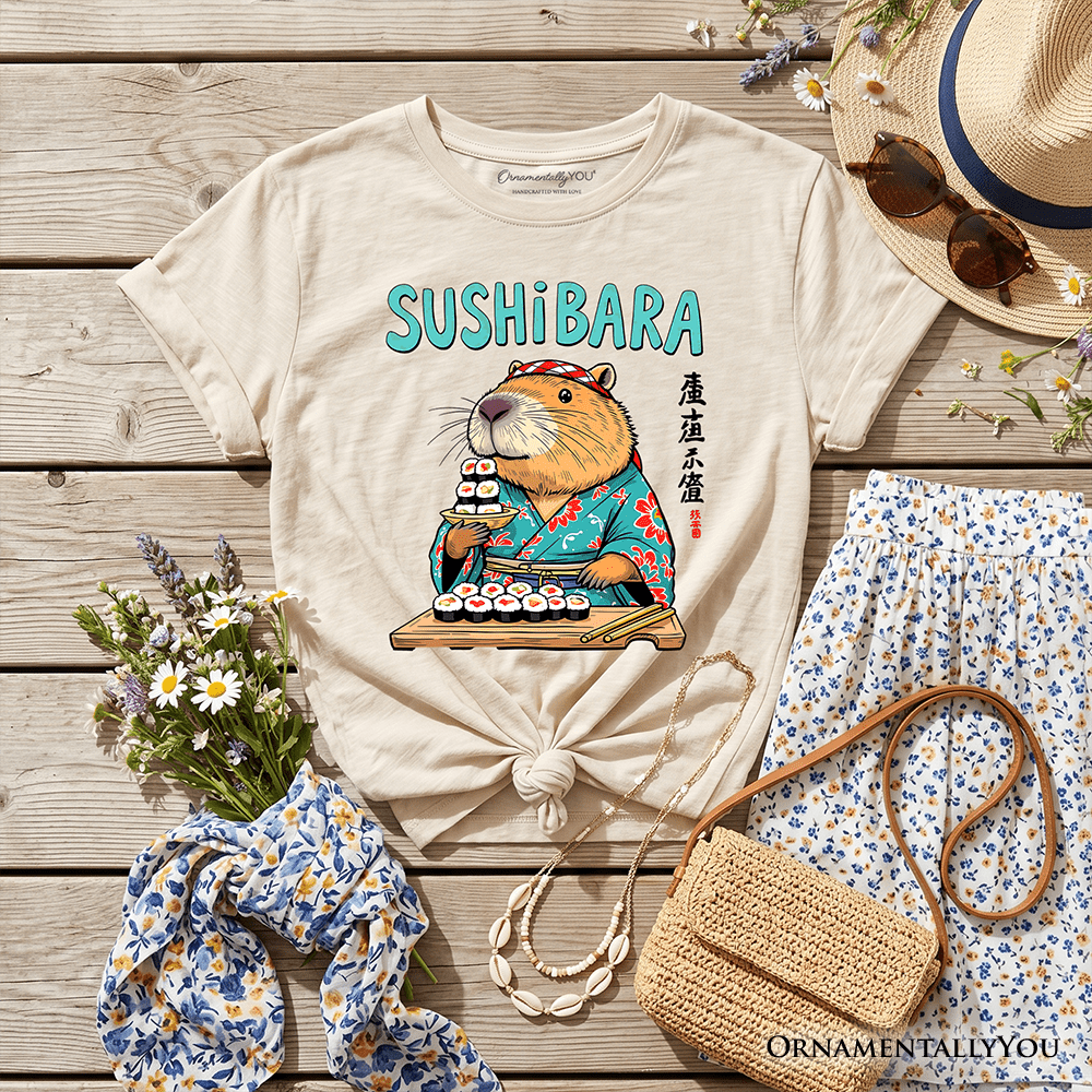 Sushibara Capybara Kids T-Shirt, Funny Sushi Animal Tee for Youth