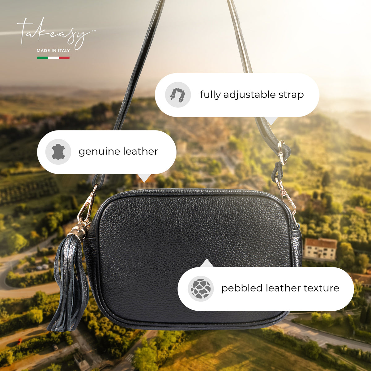 Italian Full-Grain Leather Crossbody Bag | Parma - Shaketea