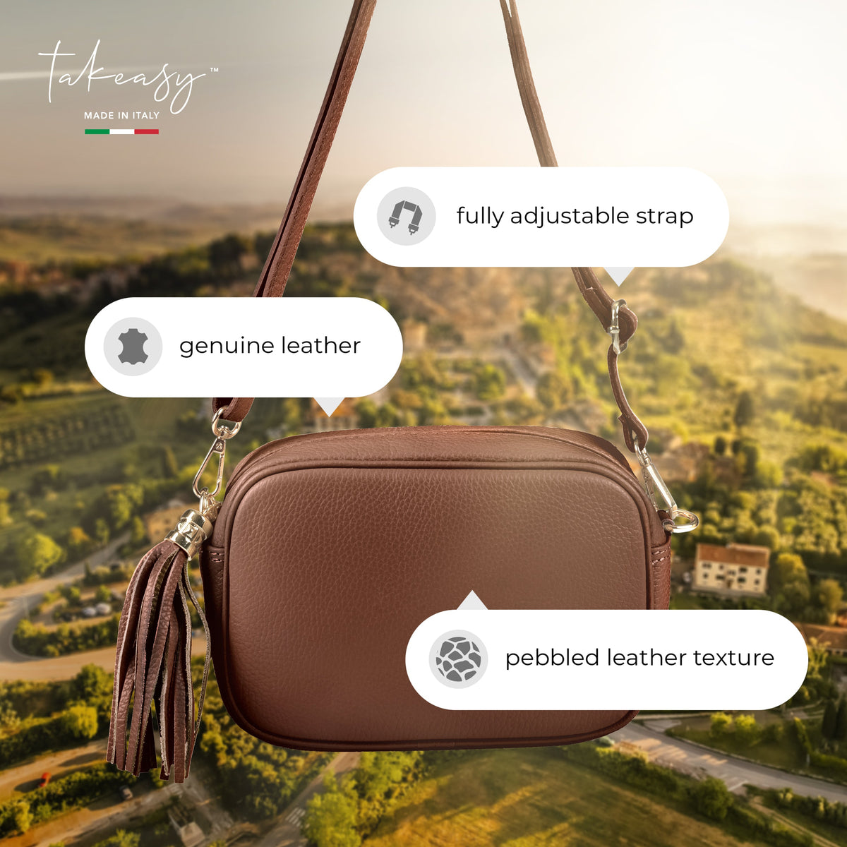 Italian Full-Grain Leather Crossbody Bag | Parma - Shaketea