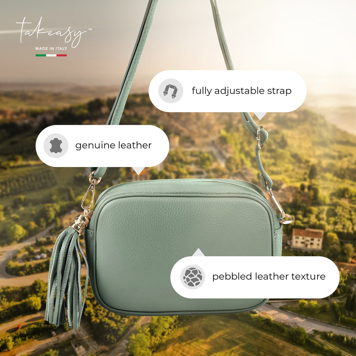 Italian Full-Grain Leather Crossbody Bag | Parma - Shaketea