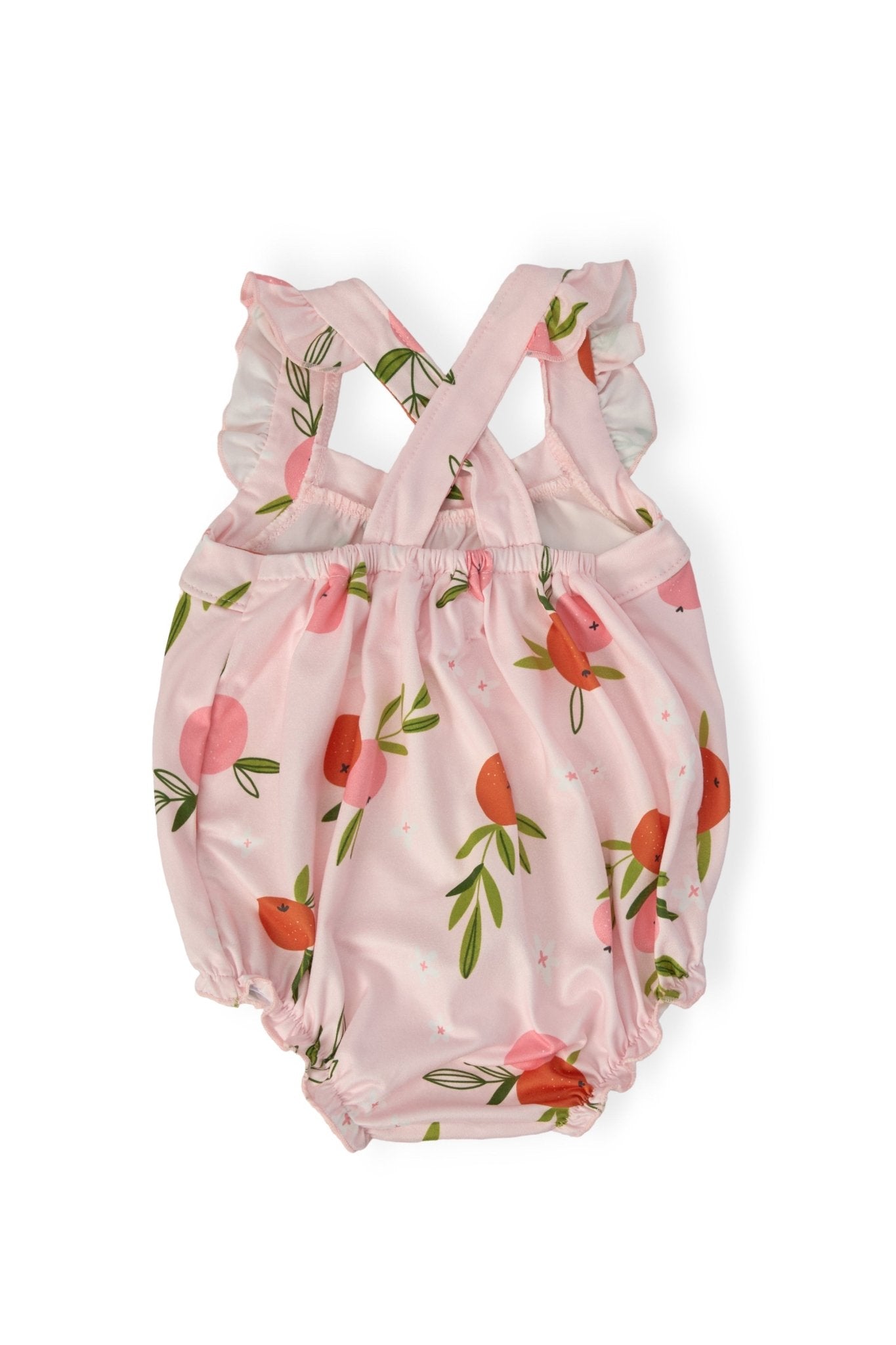 Tangerine Ruffle Cross Back Romper