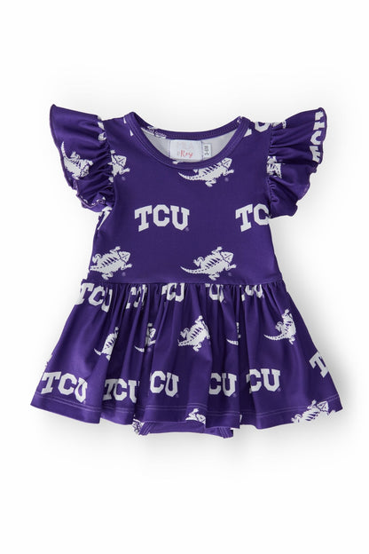 TCU Purple Frog S/S Flutter Twirl Bodysuit