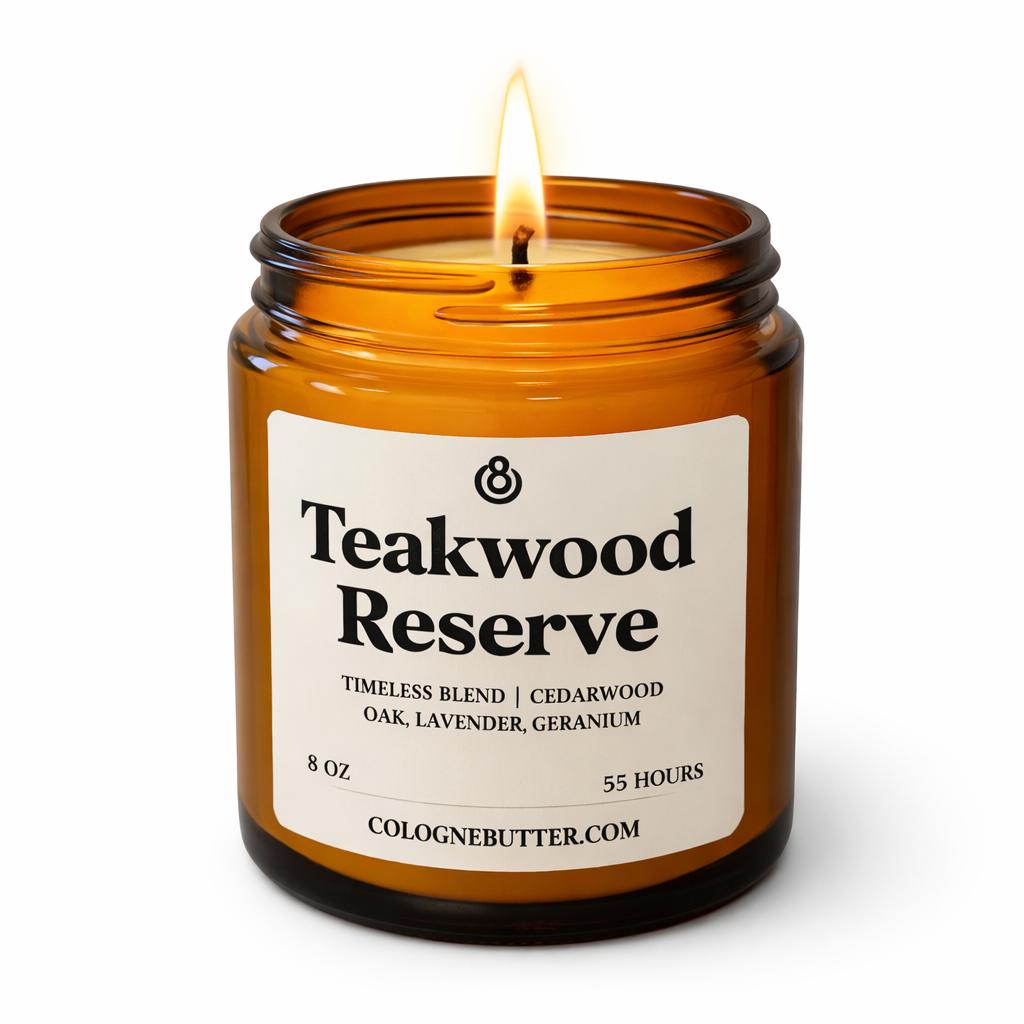 Teakwood Reserve - The Luxury Teakwood, Cedarwood & Lavender Scented Candle for Elegant Home Decor, Deep Relaxation | Cologne Butter