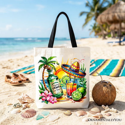 Tequila Cheaper Than Therapy Cinco De Mayo Tote Bag, Funny Beach Drink Gift Shopper