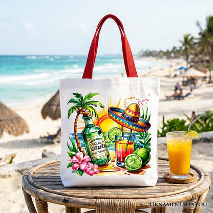 Tequila Cheaper Than Therapy Cinco De Mayo Tote Bag, Funny Beach Drink Gift Shopper