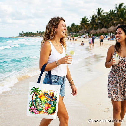 Tequila Cheaper Than Therapy Cinco De Mayo Tote Bag, Funny Beach Drink Gift Shopper