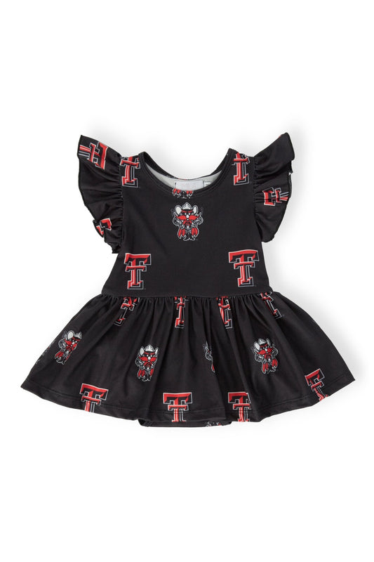 Texas Tech Black Raider Red S/S Flutter Twirl Bodysuit