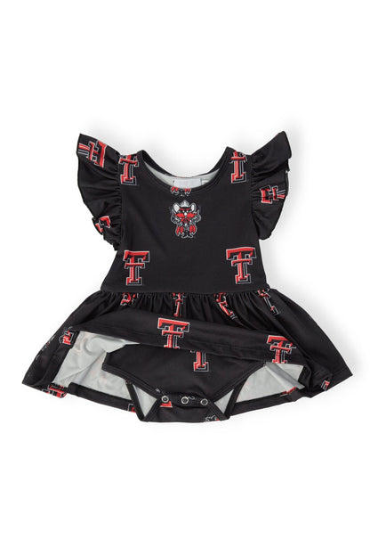 Texas Tech Black Raider Red S/S Flutter Twirl Bodysuit