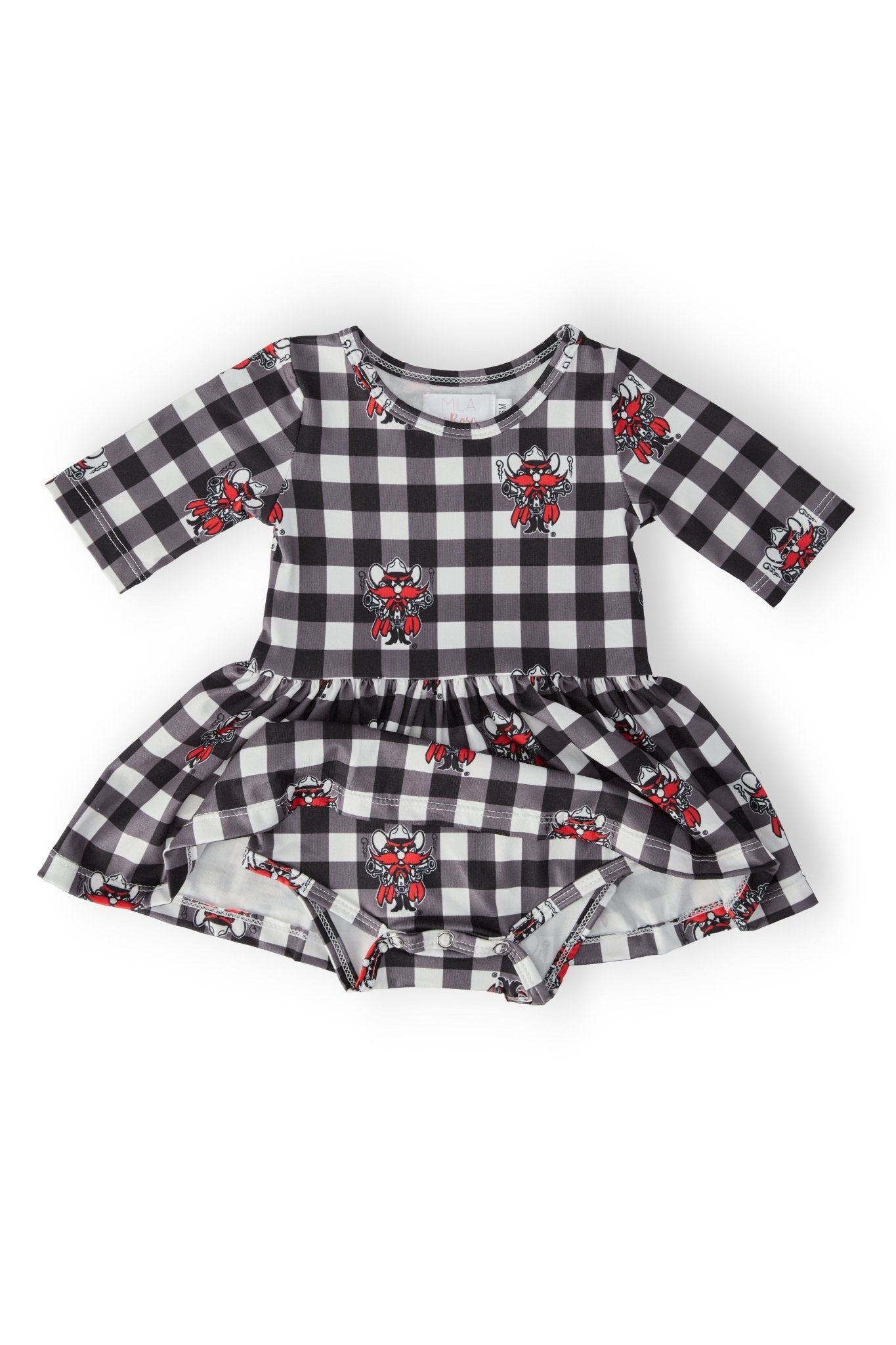 Texas Tech Plaid Raider Red 3/4 Sleeve Twirl Bodysuit