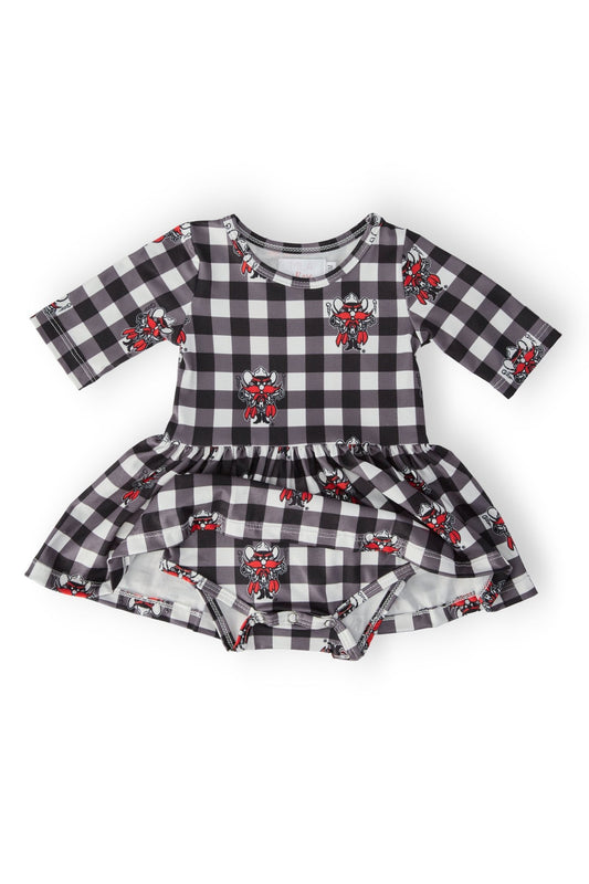 Texas Tech Plaid Raider Red 3/4 Sleeve Twirl Bodysuit