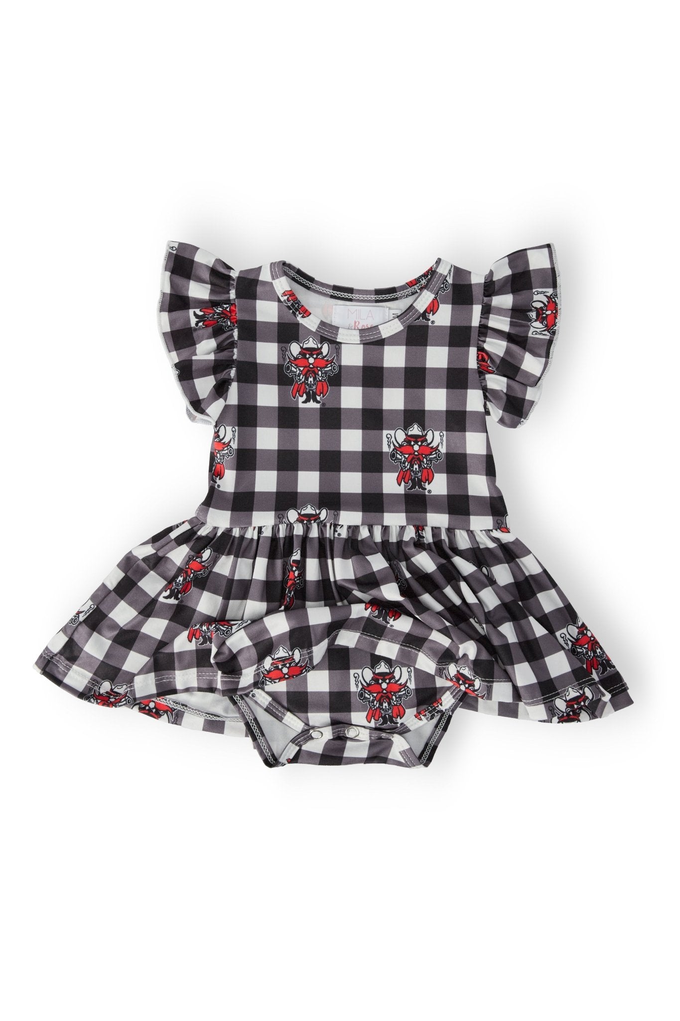 Texas Tech Plaid Raider Red S/S Flutter Twirl Bodysuit