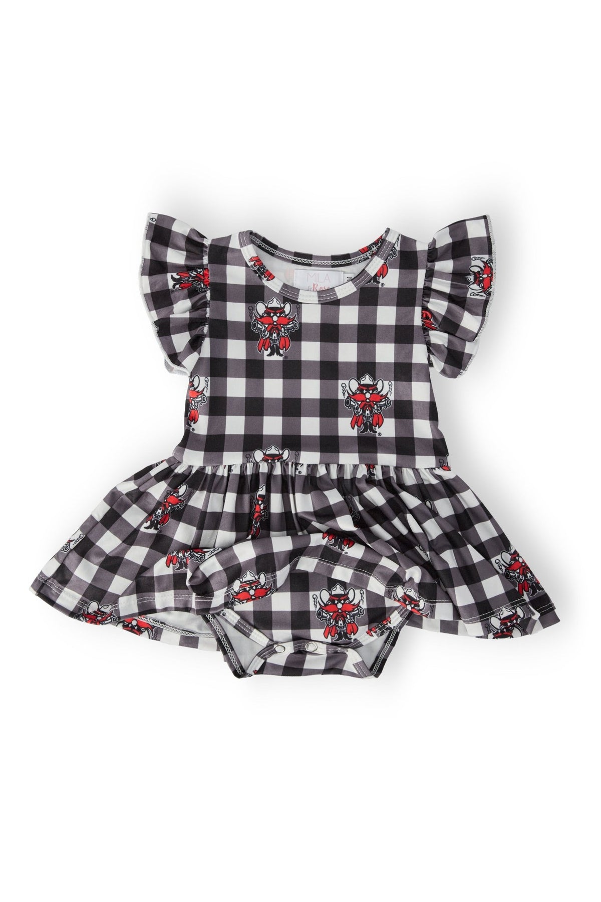 Texas Tech Plaid Raider Red S/S Flutter Twirl Bodysuit