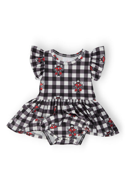 Texas Tech Plaid Raider Red S/S Flutter Twirl Bodysuit