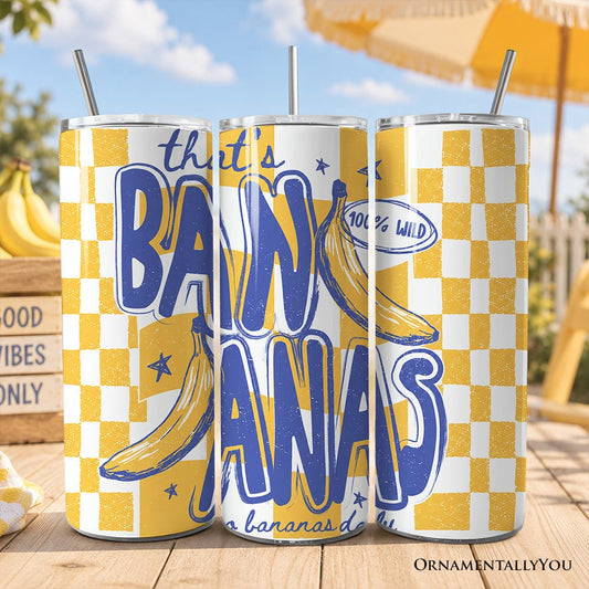 That's Bananas Summer 20oz Personalized Tumbler With Lid and Stainless Steel Straw, Funny Tropical Fruit Gift Cup