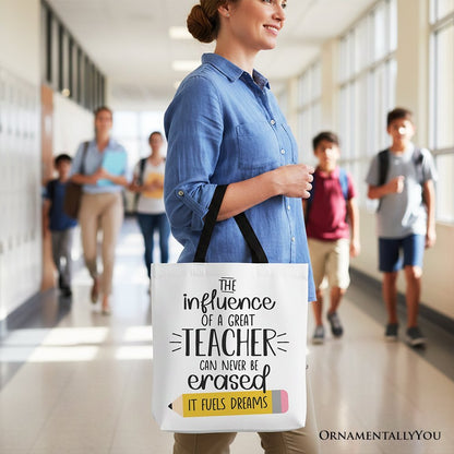 The Influence of a Great Teacher Canvas Tote Bag, Appreciation Gift Bag for Educators and Teacher