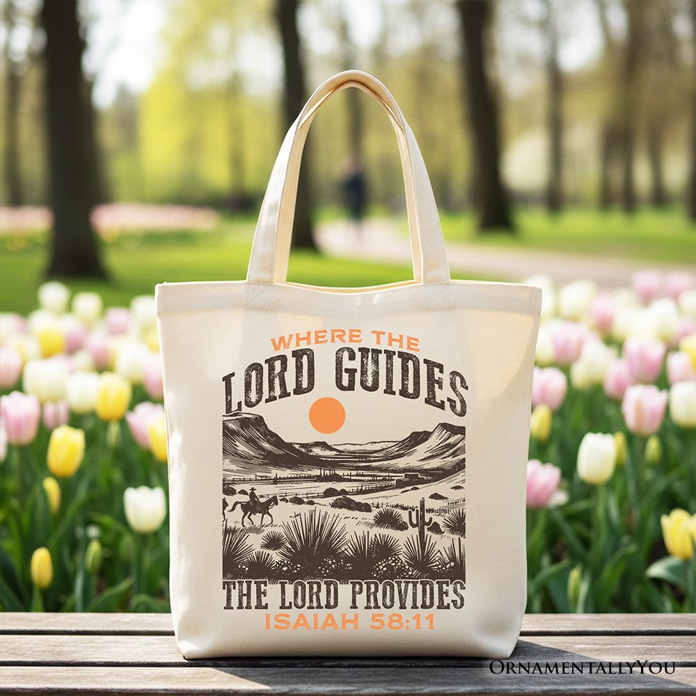 The Lord Provides Christian Tote Bag, Retro Western Desert Worship Gift Shopper - Shaketea