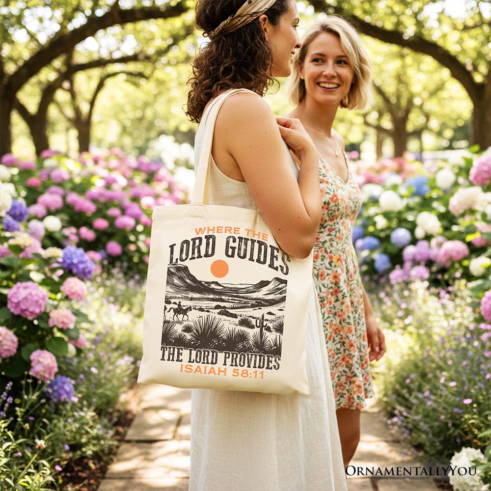 The Lord Provides Christian Tote Bag, Retro Western Desert Worship Gift Shopper - Shaketea