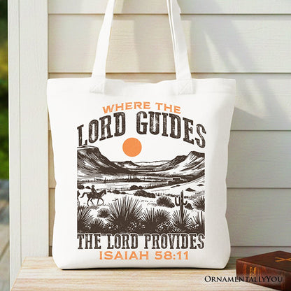 The Lord Provides Christian Tote Bag, Retro Western Desert Worship Gift Shopper - Shaketea