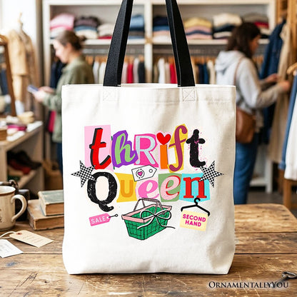 Thrift Queen Tote Bag, Colorful Second Hand Shopping Gift Shopper