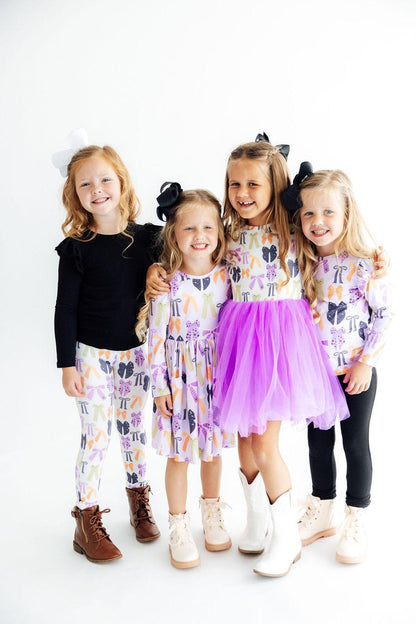 Tied with a Boo Lavender L/S Pocket Twirl Dress