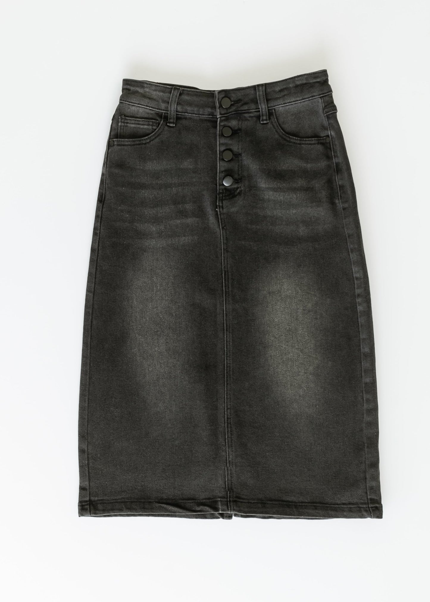 Tiffany Black Denim Midi Skirt - FINAL SALE