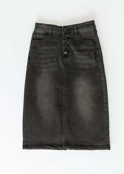 Tiffany Black Denim Midi Skirt - FINAL SALE