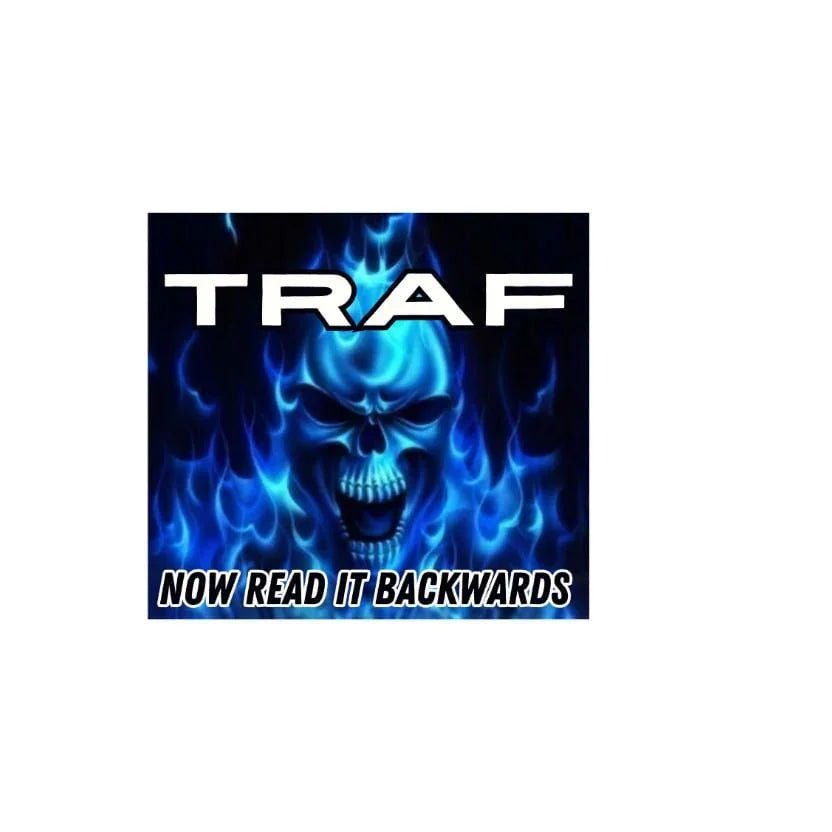 TRAF, Now Read it Backwards - Square 4" Sticker