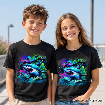 Trucks Shark Kids T-Shirt, Cool Ocean Animal Tee for Youth Boys