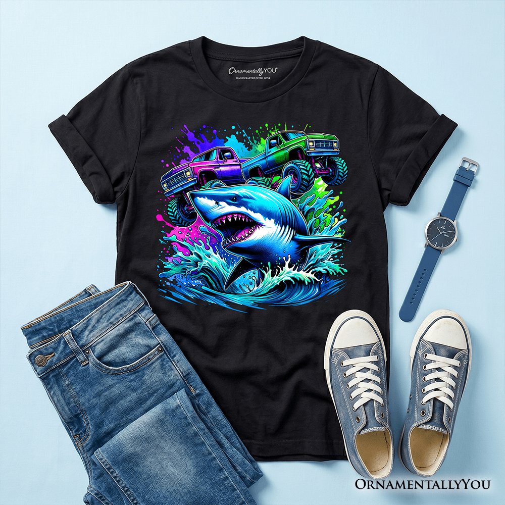 Trucks Shark Kids T-Shirt, Cool Ocean Animal Tee for Youth Boys