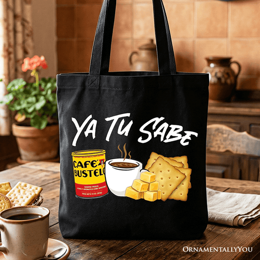 Tu Sabe Café Queso and Galleta Tote Bag, Funny Latin Coffee Gift Shopper For Caffeine Lover