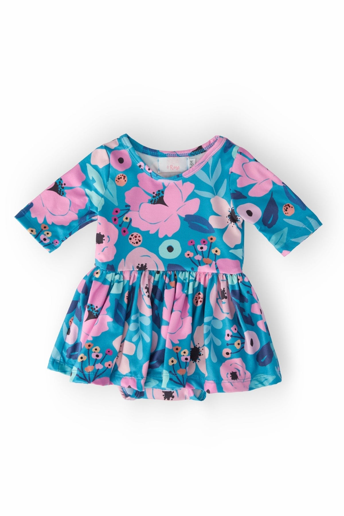 Twirling in Teal 3/4 Sleeve Twirl Bodysuit