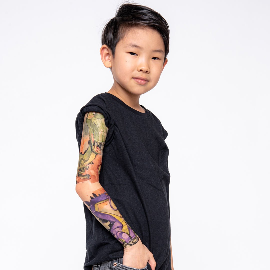 Tyrannosaurus Flex Full Sleeve Tattoo - Temporary Kids Tattoo Sleeve