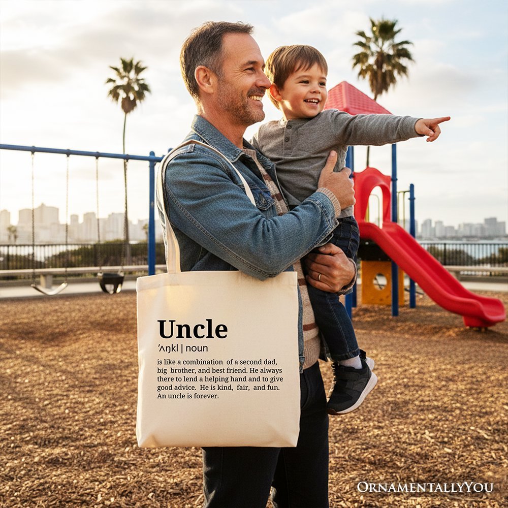 Uncle Definition Canvas Tote Bag, Funny Family Gift Shopper