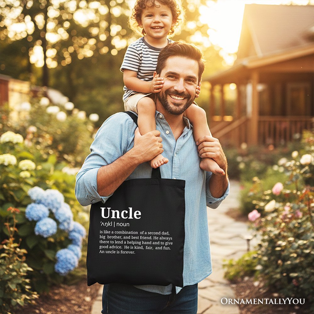 Uncle Definition Canvas Tote Bag, Funny Family Gift Shopper