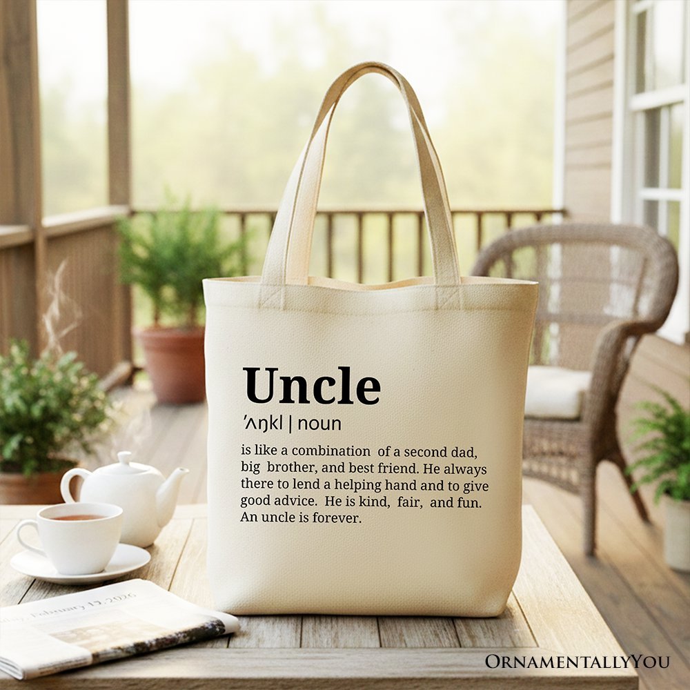 Uncle Definition Canvas Tote Bag, Funny Family Gift Shopper