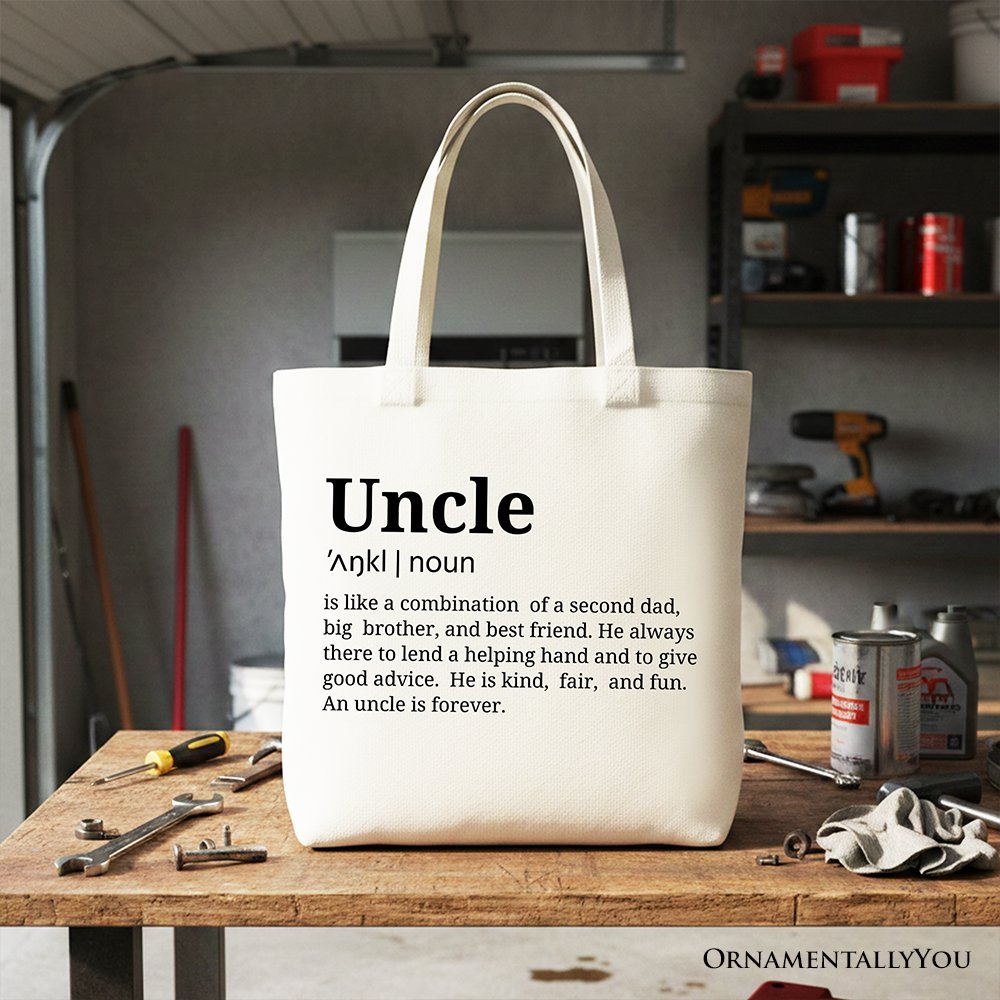 Uncle Definition Canvas Tote Bag, Funny Family Gift Shopper