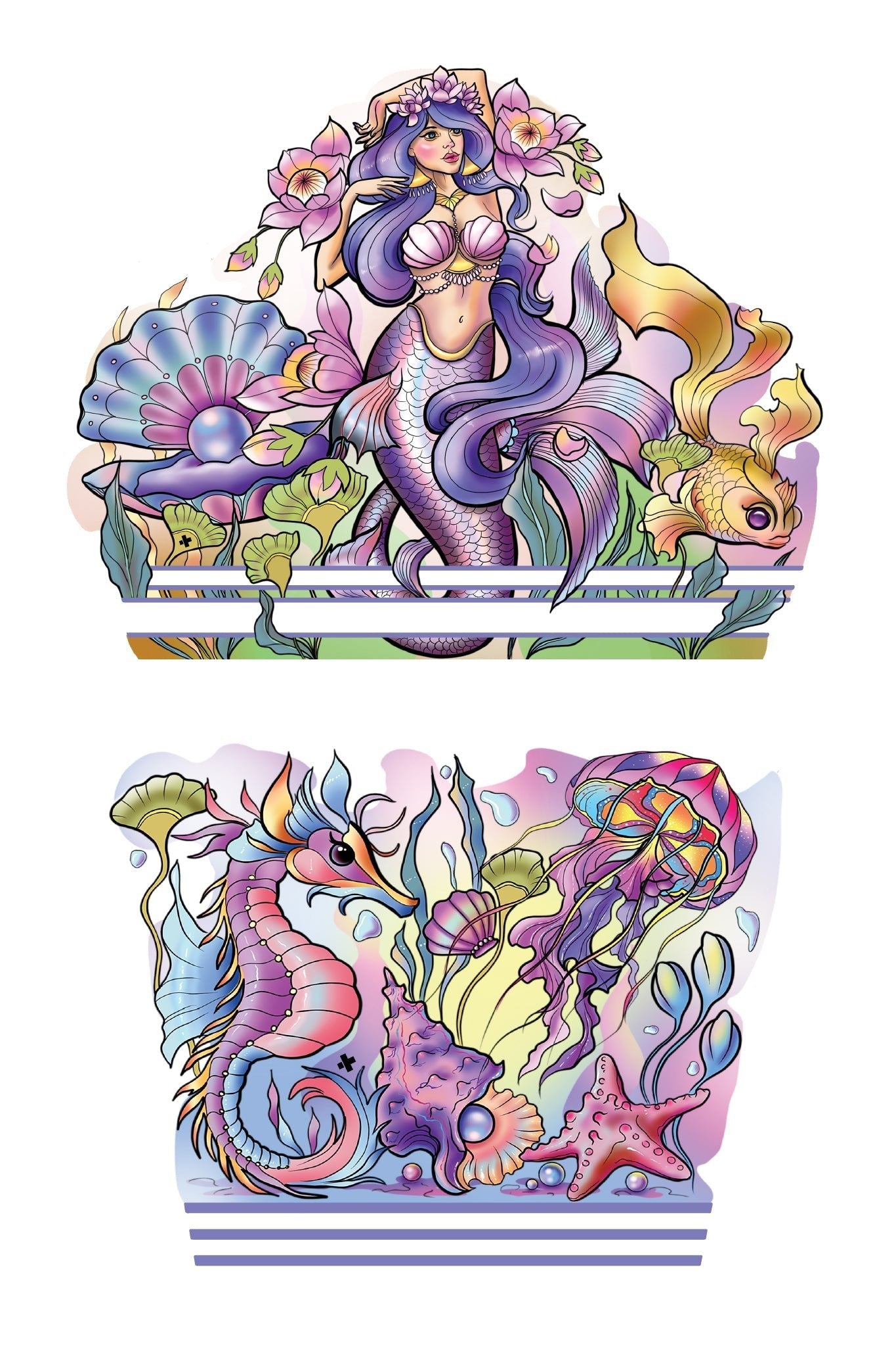 Under the Sea Full Sleeve Tattoo - Temporary Kids Tattoo Sleeve