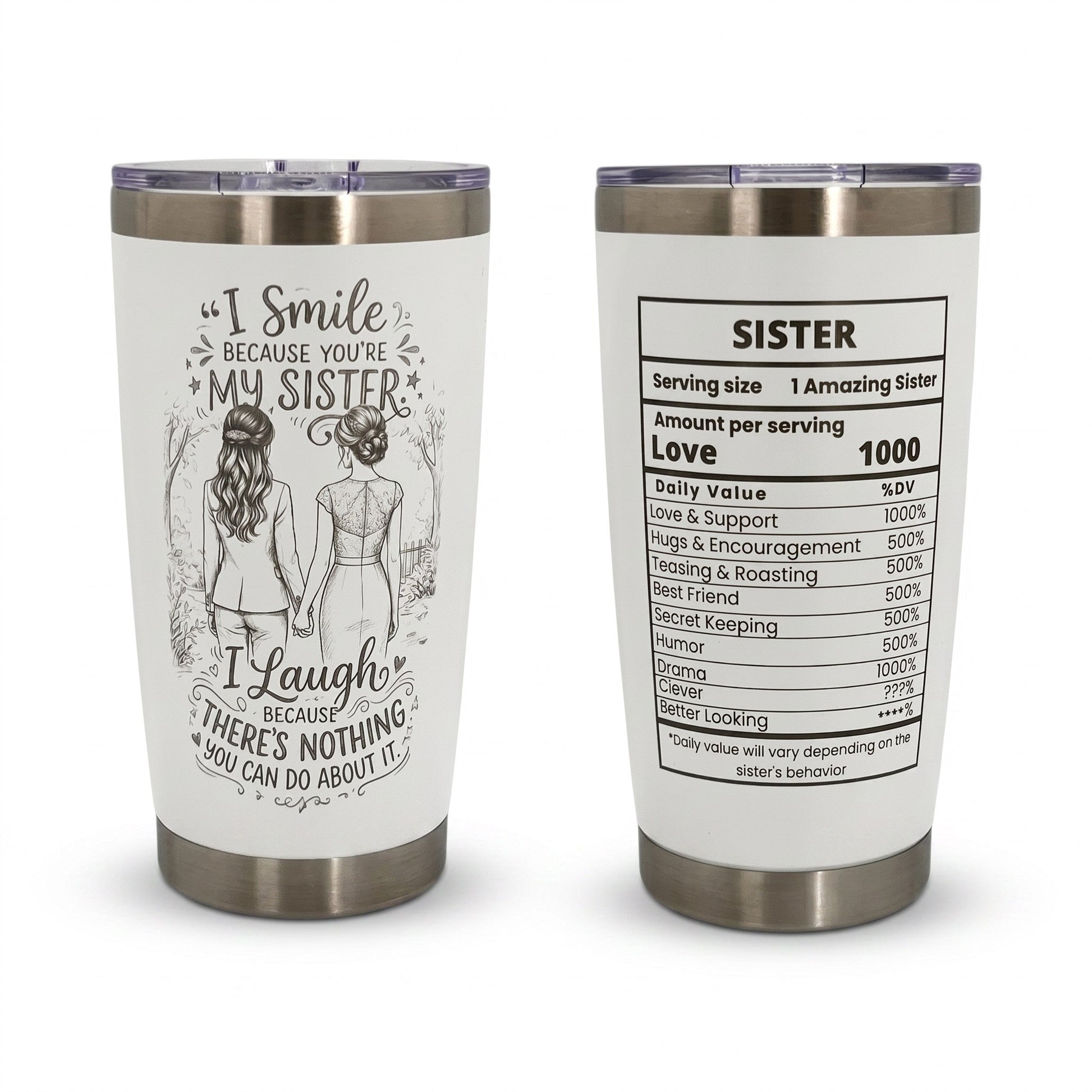 Unique Sister Gift 20oz Insulated Stainless Steel Travel Tumbler