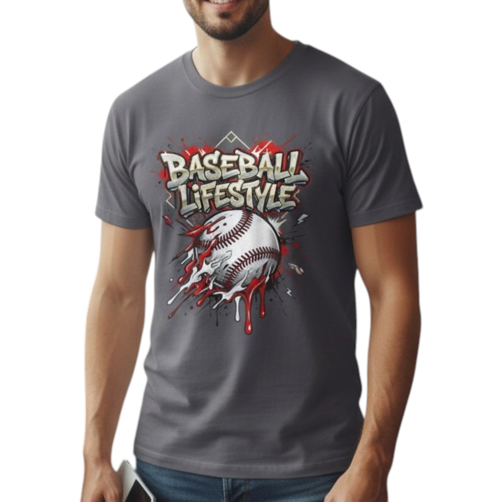 Urban Baseball Lifestyle Print Graphic Tee Ring - Spun Cotton Everyday Athletic Wear