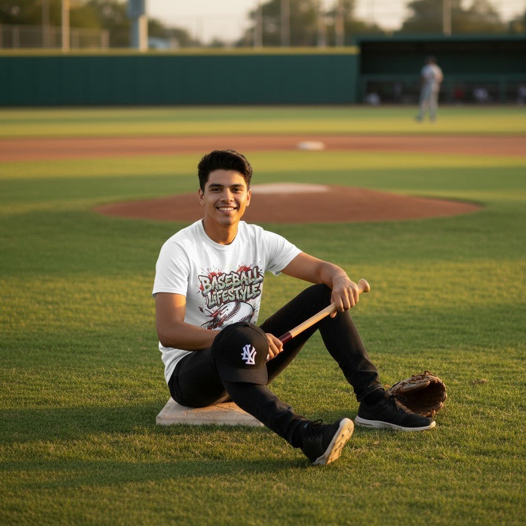 Urban Baseball Lifestyle Print Graphic Tee Ring - Spun Cotton Everyday Athletic Wear