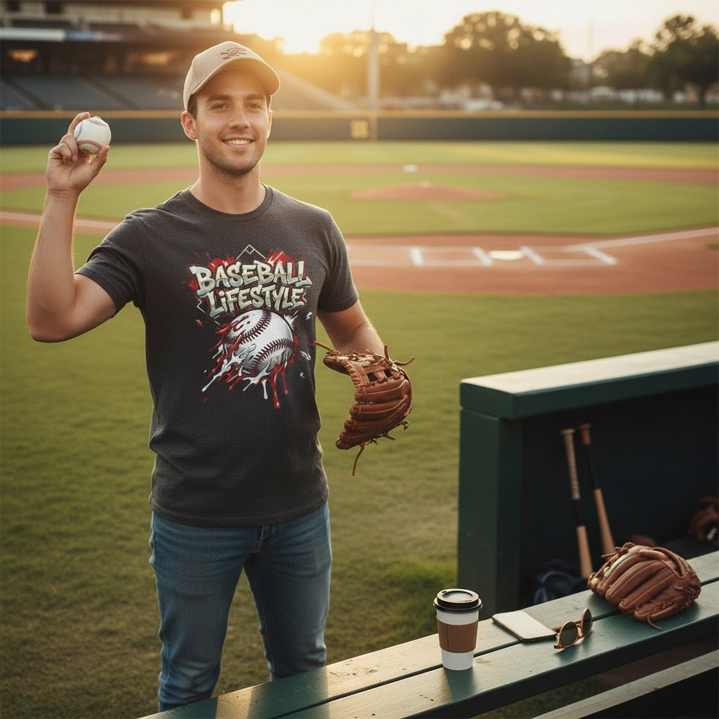 Urban Baseball Lifestyle Print Graphic Tee Ring - Spun Cotton Everyday Athletic Wear