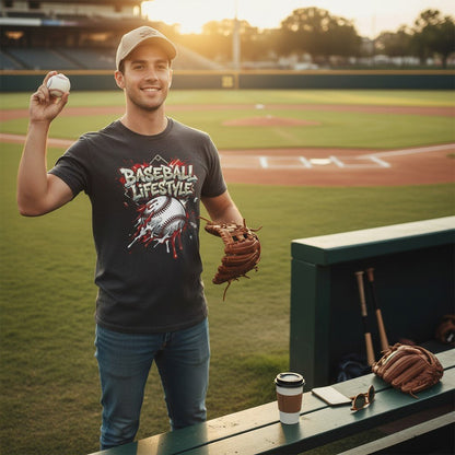 Urban Baseball Lifestyle Print Graphic Tee Ring - Spun Cotton Everyday Athletic Wear