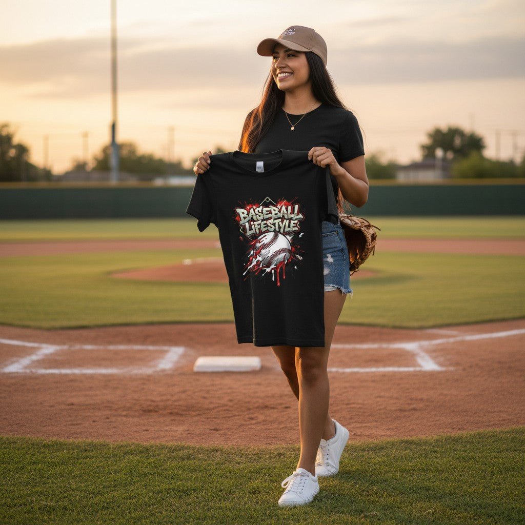 Urban Baseball Lifestyle Print Graphic Tee Ring - Spun Cotton Everyday Athletic Wear