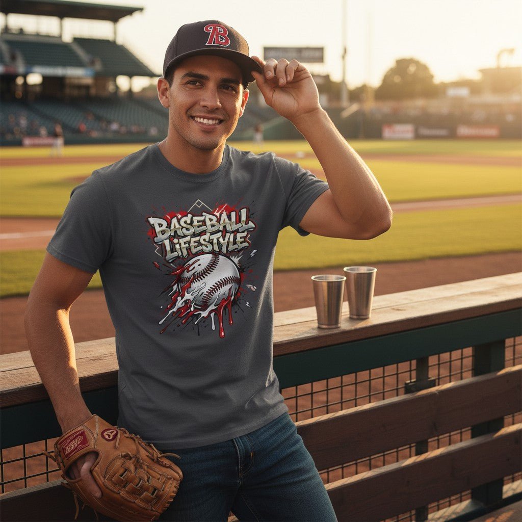 Urban Baseball Lifestyle Print Graphic Tee Ring - Spun Cotton Everyday Athletic Wear