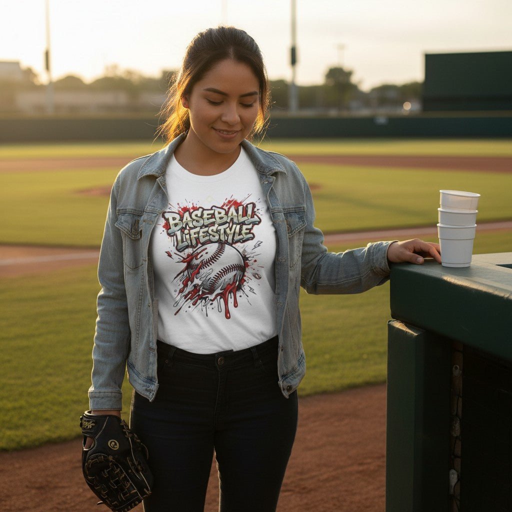 Urban Baseball Lifestyle Print Graphic Tee Ring - Spun Cotton Everyday Athletic Wear
