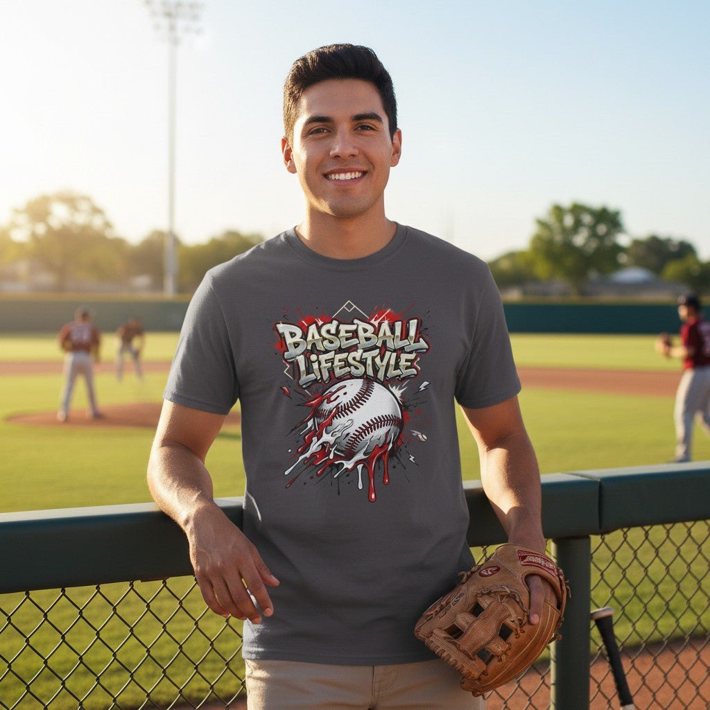 Urban Baseball Lifestyle Print Graphic Tee Ring - Spun Cotton Everyday Athletic Wear